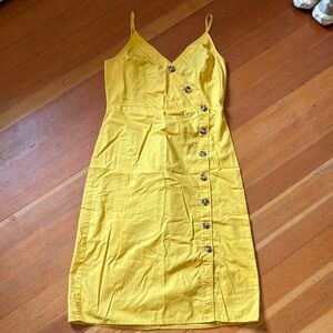 Express Yellow Midi Dress with Button Detail